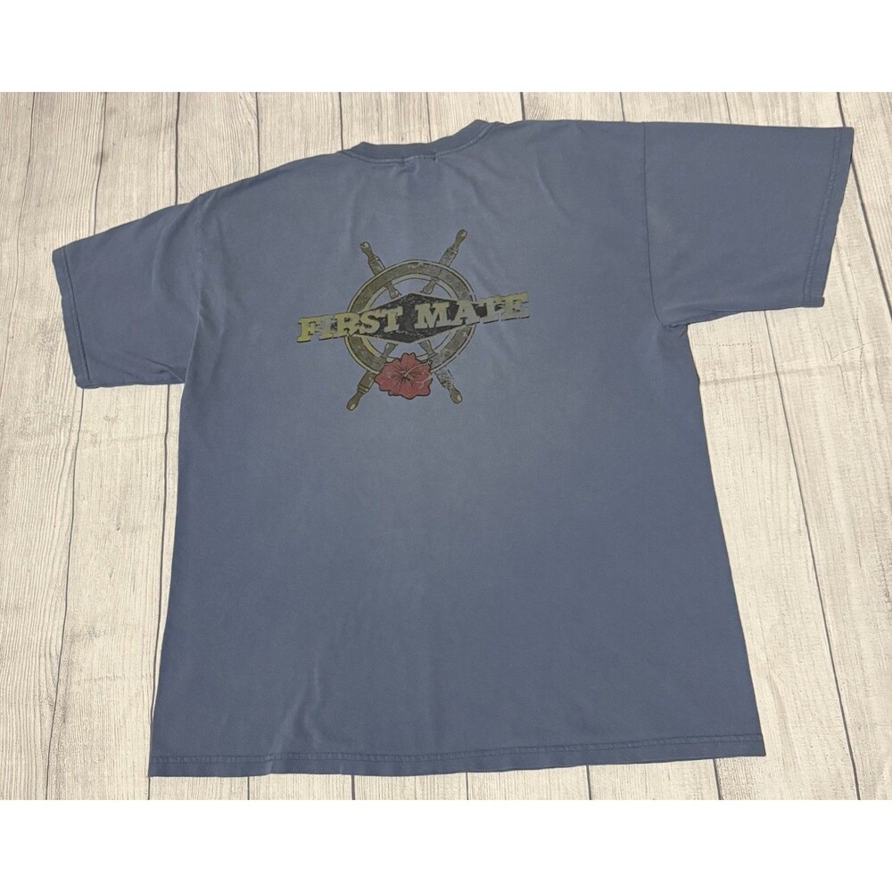 Vintage West Marine T Shirt Mens XL Extra Large Blue First Mate Graphic Logo Y2K